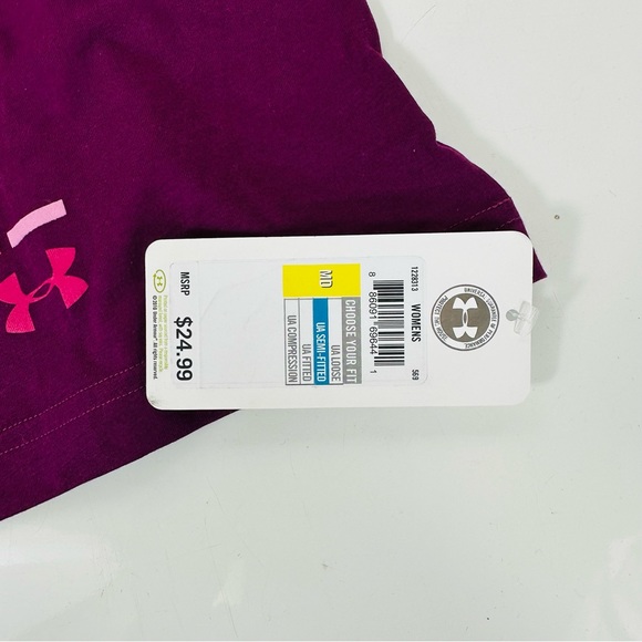 UNDER ARMOUR top HEATGEAR performance cotton shirt new purple semi fitted M - Picture 3 of 7